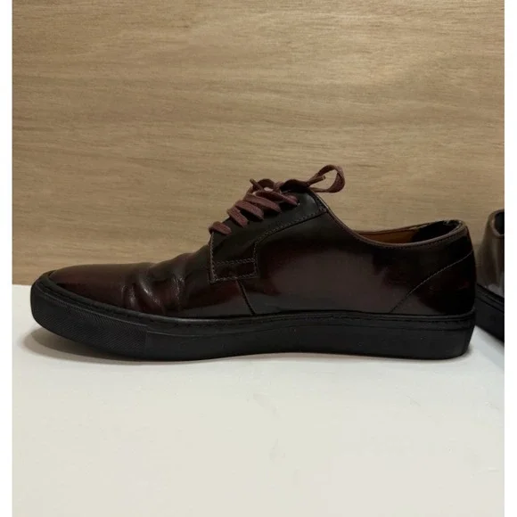 TED BAKER Men's Kanten Low-top Leather Derby Shoes Dark Red Size 9 - Picture 3 of 7